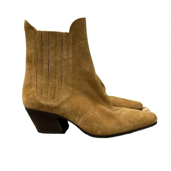 Zara Camel Brown Ankle Height Western Cowboy Boots 7.5 - Picture 1 of 9